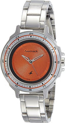 Fastrack, Women's  Watch Analog, Orange Dial Stainless Steel Strap, 6135SM02