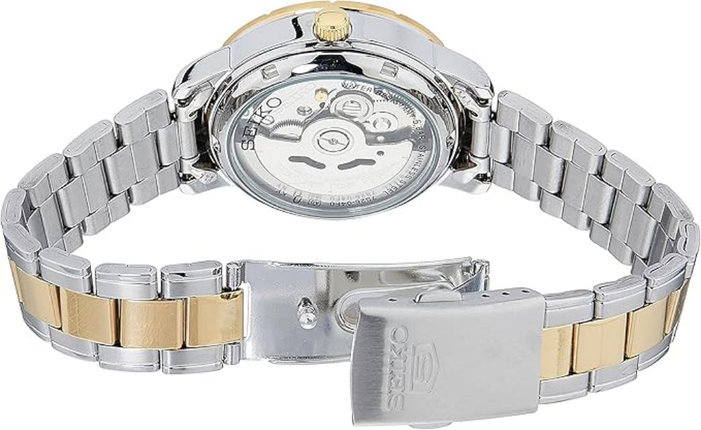Seiko 21 Jewels Men's Automatic Watch Analog White Dial with Two-Toned Stainless Steel Band, SNK892K