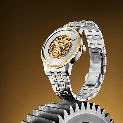 Titan Golden Heart Skeletal Men's Automatic Analog with Silver Dial Dual-Tone Stainless Steel Strap Watch 90110BM01