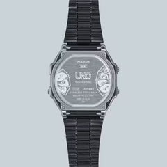 Casio Vintage UNO Edition Unisex Watch Digital Dial With Black Stainless Steel Band, A168WEUC-1ADR