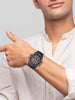 Quantum Men's Choronograph Watch Analog Black with Black Silicone Band, HNG834.651