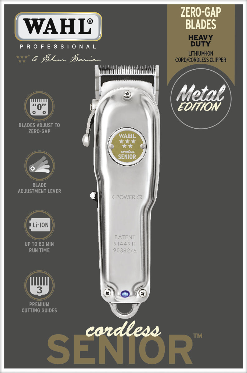 Wahl Cordless Senior Clipper – Metal Edition 8504L1 | Professional Heavy-Duty Clipper