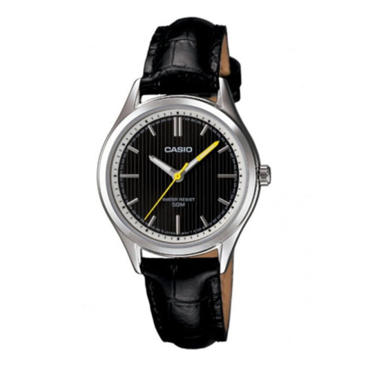 Casio men analog watch, black dial with comfortable strap, model CS-LTP-E104L-1AVDF, Bahrain