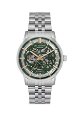 Lee Cooper Men's Automatic Watch Analog Green Dial with Silver Stainless Steel Band, LC08036.370