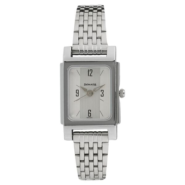 Sonata Women's Watch Analog White Dial With Stainless Steel Band, 87021SM01