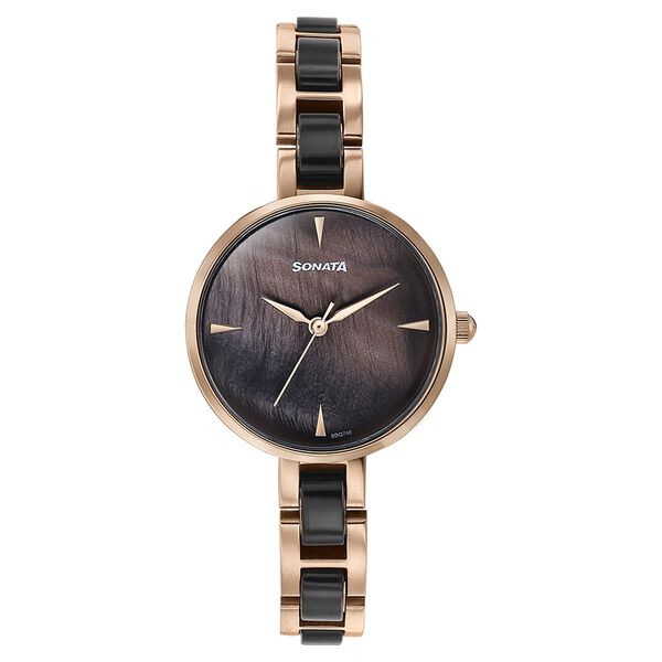 Sonata Women's Watch Analog Brown Dial With Two Tone Stainless Steel Band, 87064KD01