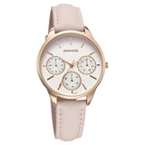 Sonata Eternia Quartz Multifuntion Analog Women's Watch With Silver Dial and Pink Leather Strap,87085WL01