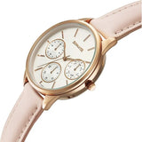 Sonata Eternia Quartz Multifuntion Analog Women's Watch With Silver Dial and Pink Leather Strap,87085WL01