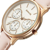 Sonata Eternia Quartz Multifuntion Analog Women's Watch With Silver Dial and Pink Leather Strap,87085WL01
