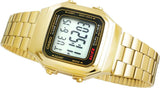 Casio Men's Watch Vintage Collection Digital, Black Dial Gold Stainless Steel Strap, A178WGA-1ADF