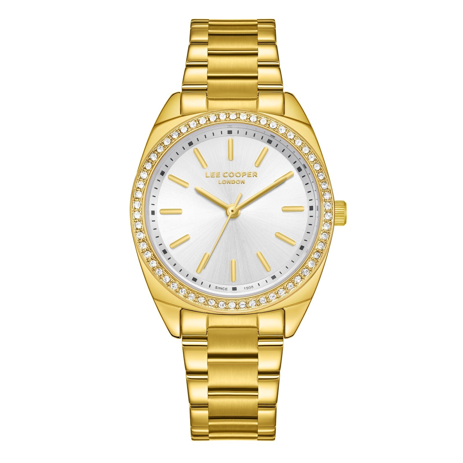 Lee Cooper Women's Watch Analog Mother of Pearl Dial with Gold Stainless Steel Band, LC08041.130
