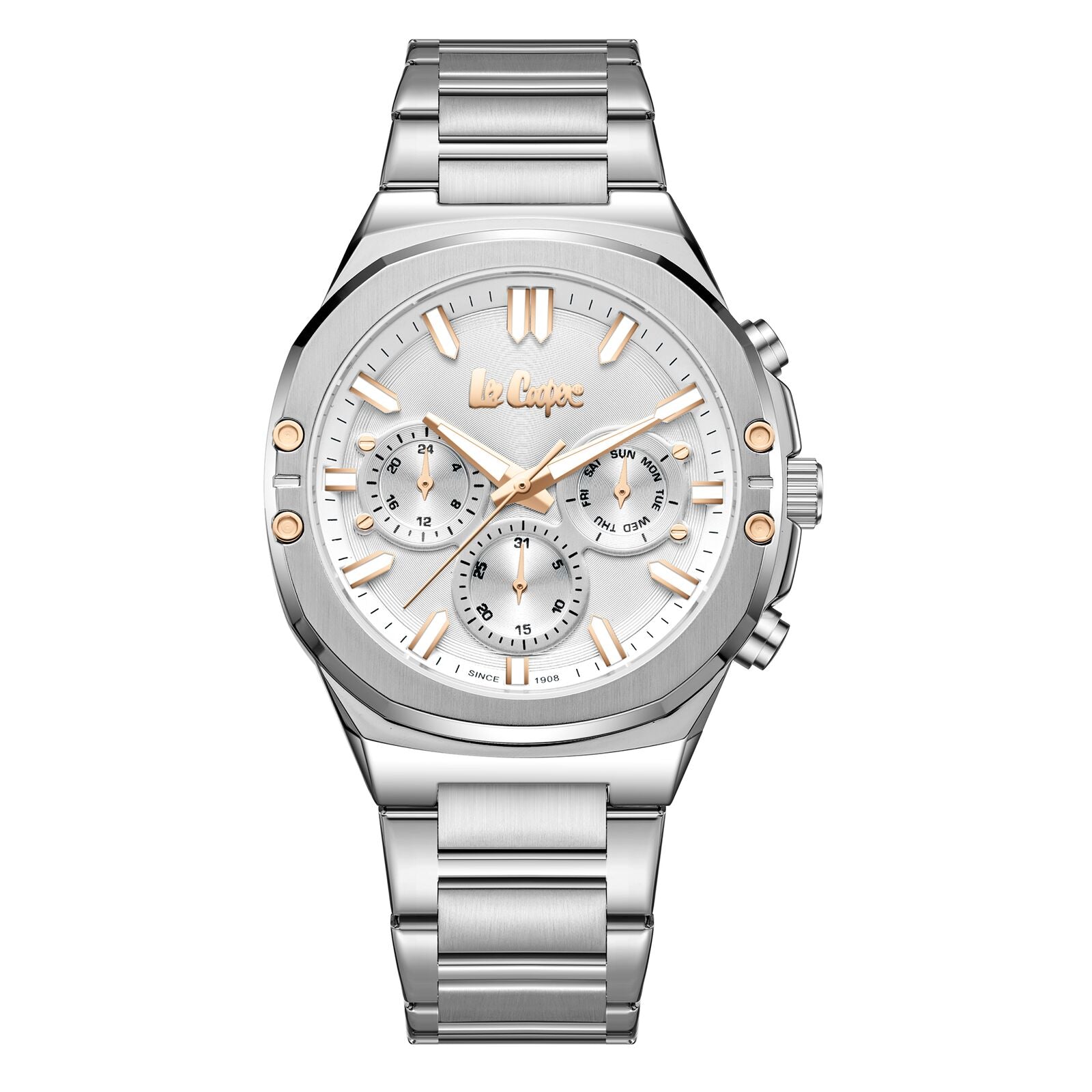 Lee Cooper Men's Watch Analog Silver Dial with Silver Stainless Steel Band, LC07991.330