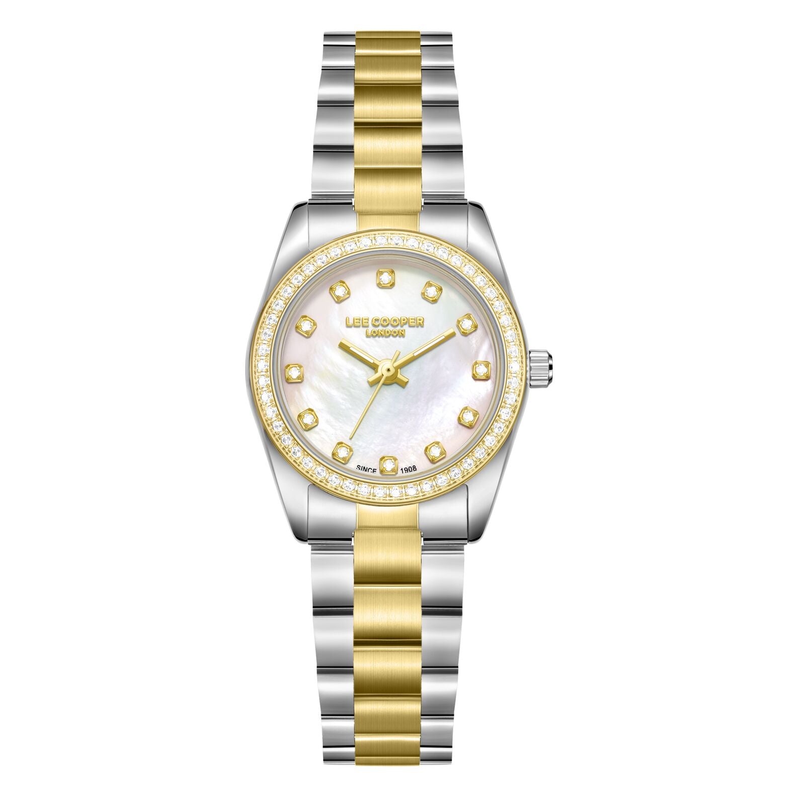 Lee Cooper Women's Watch Analog Mother of Pearl Dial with Two-Toned Stainless Steel Band, LC08155.220