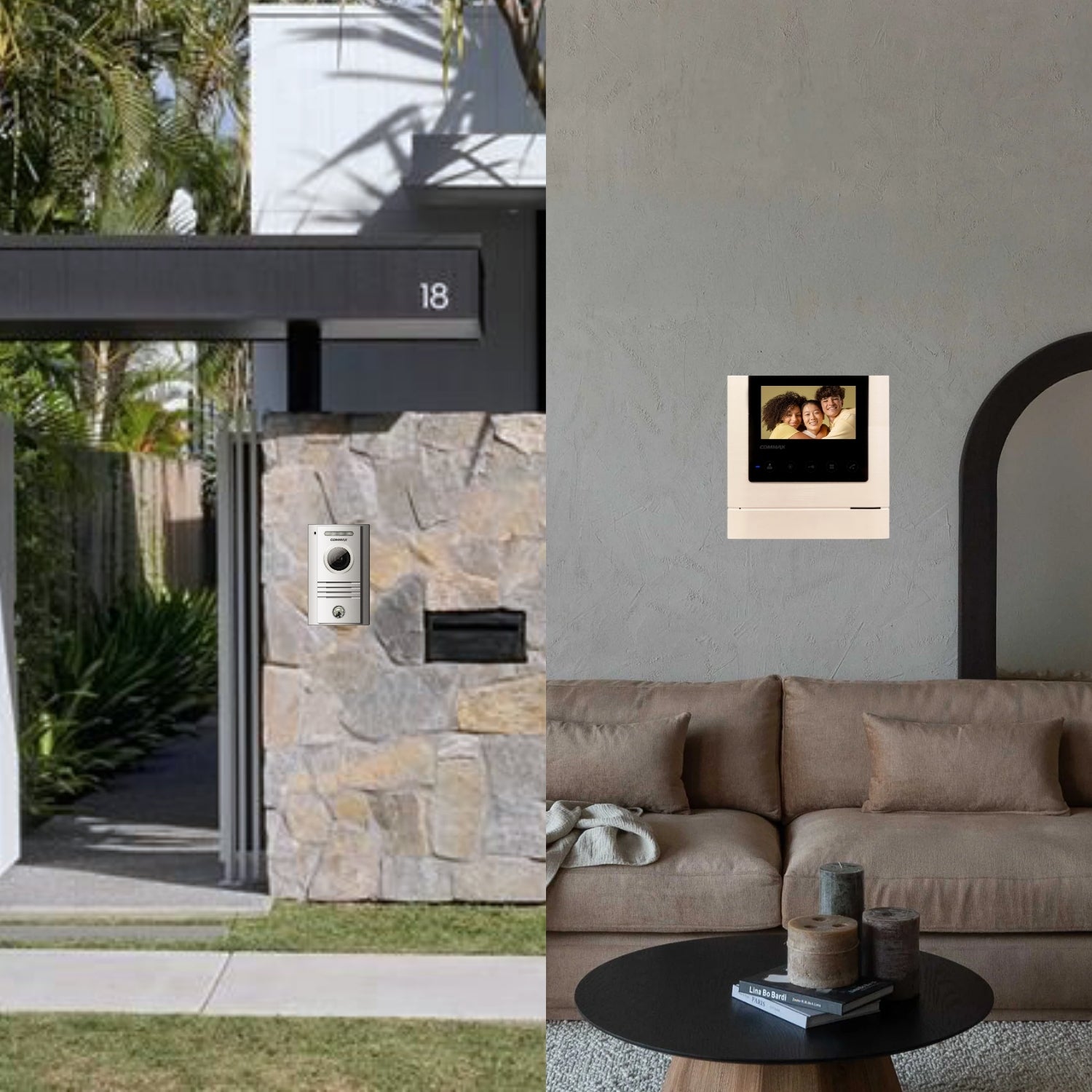 Commax Fine View 4.3" Handsfree Video Monitor, White and Black Smog Finish with DRC-40K Camera Set, CDV43M SET