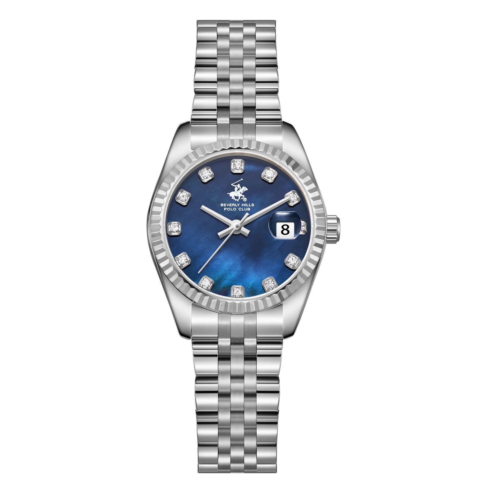 Beverly Hills Polo Club Women's Watch Analog Blue Dial with Silver Stainless Steel Band, BP3707X.390