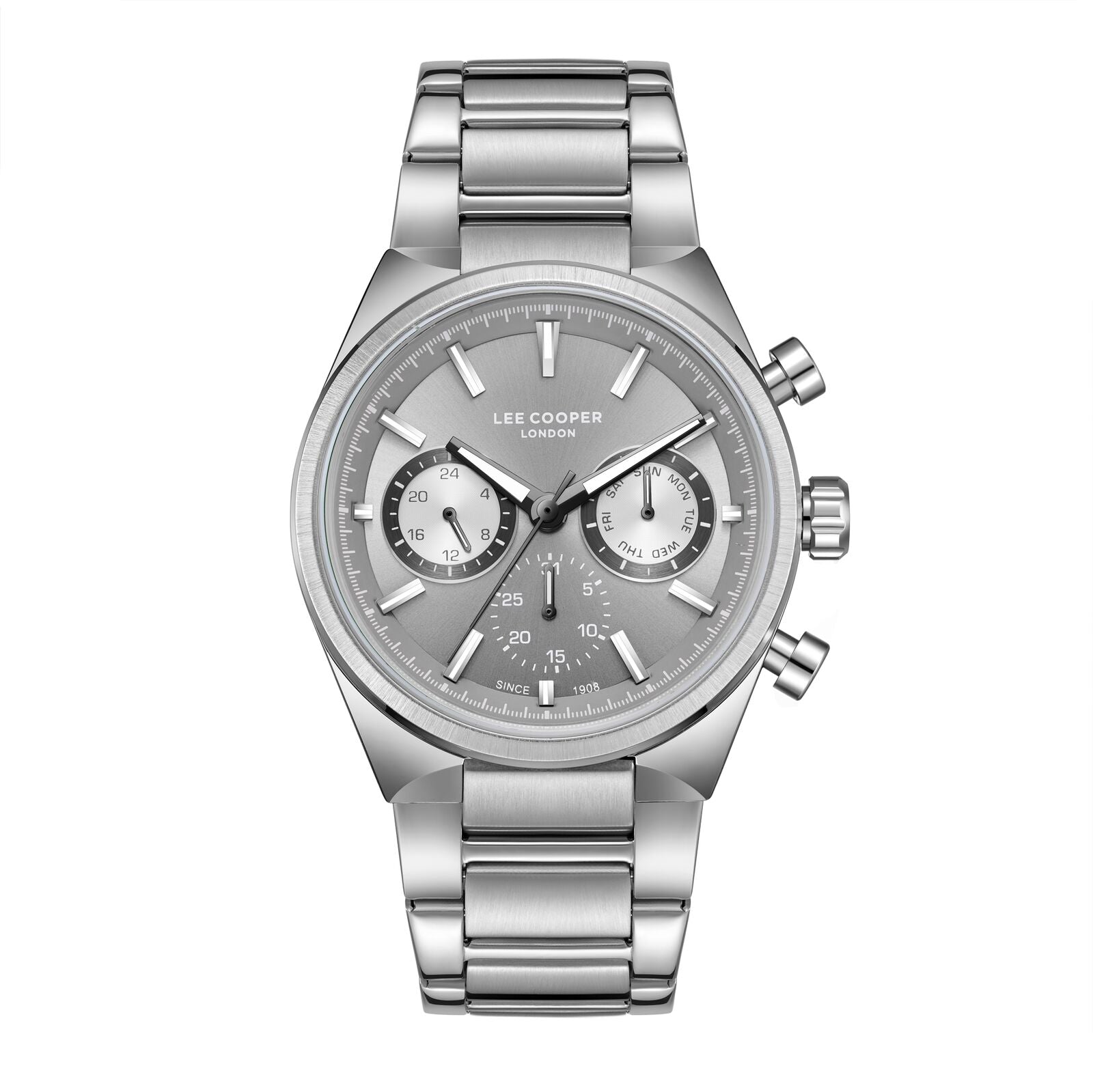 Lee Cooper Men's Watch Analog Silver Dial with Silver Stainless Steel Band, LC08174.360