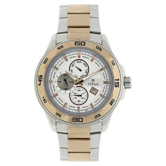 Titan Men's Multifunction Watch Analog White Dial Two-toned Metal Strap, 90008KM01