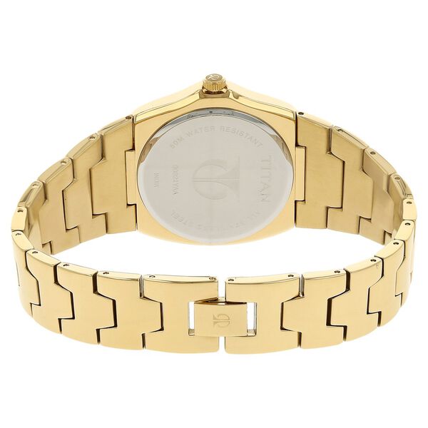 Titan Men's Regalia Watch Analog White Dial With Gold Stainless Steel Band, 90021YM03