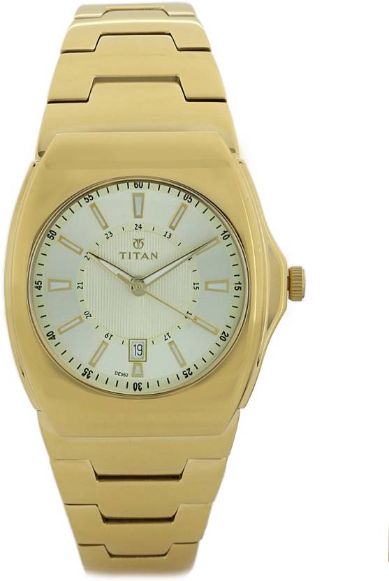 Titan Men's Regalia Watch Analog White Dial With Gold Stainless Steel Band, 90021YM03