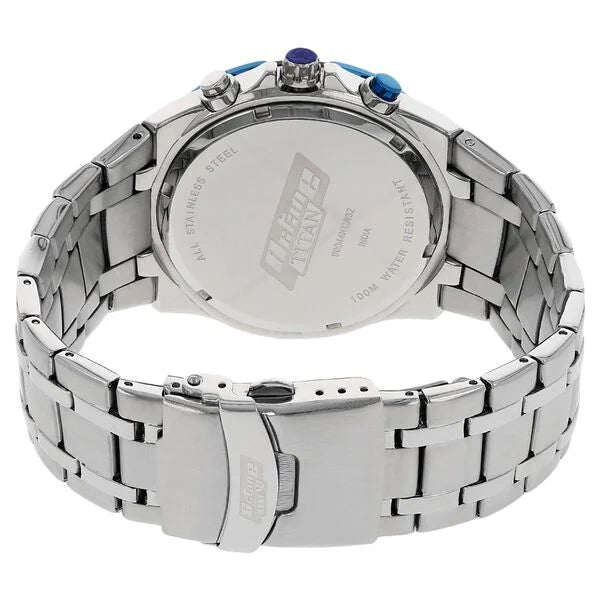 Titan Octane Quartz Chronograph Men's Watch with Blue Dial and Stainless Steel Strap, 90044KM03