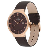 Titan Men's Watch Analog Brown Dial Black Leather Strap, 90053WL01
