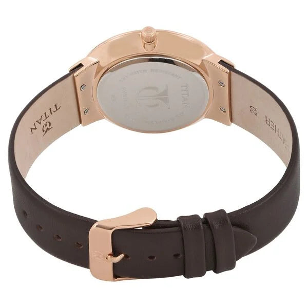 Titan Men's Watch Analog Brown Dial Black Leather Strap, 90053WL01