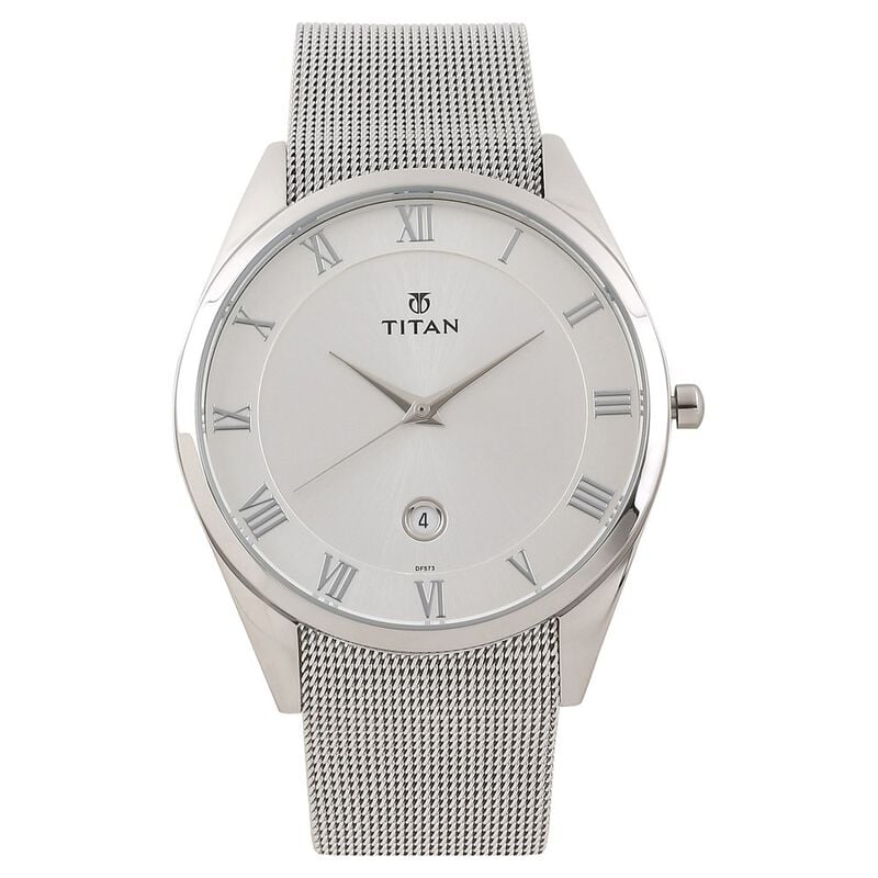 Titan Men's Watch Analog Silver Dial Silver Mesh Band , 90054SM01