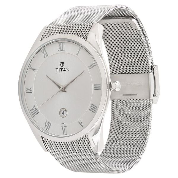 Titan Men's Watch Analog Silver Dial Silver Mesh Band , 90054SM01