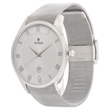 Titan Men's Watch Analog Silver Dial Silver Mesh Band , 90054SM01