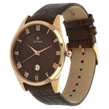 Titan Men's Watch Analog Brown Dial Brown Leather Strap, 90054WL01