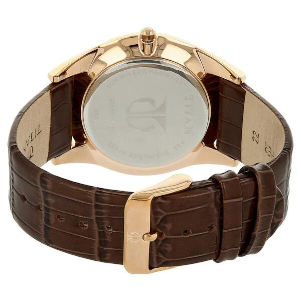 Titan Men's Watch Analog Brown Dial Brown Leather Strap, 90054WL01