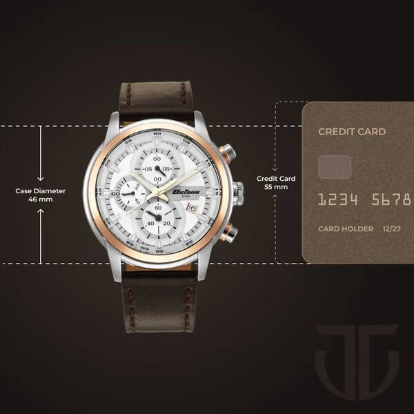Titan Octane Analog with Date Men's Watch with Silver Dial and Brown Leather Strap, 90086KL02