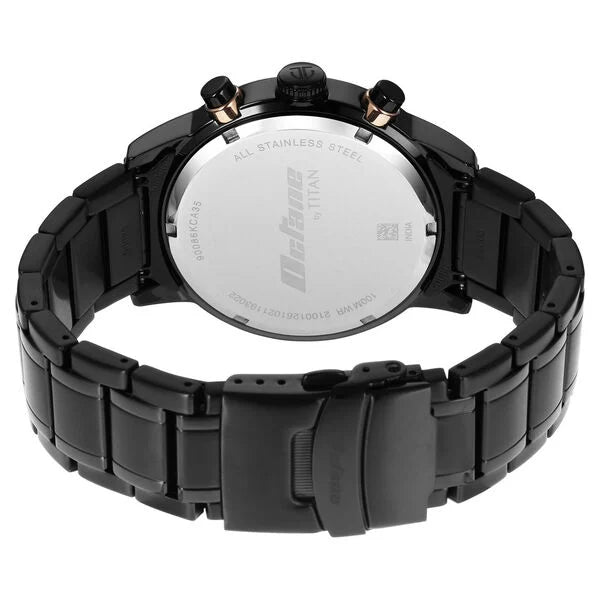 Titan Octane Men's Chronograph Watch Analog Black Dial with Black Stainless Steel Band, 90086KM05