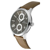 Titan Men's  Multifunction Watch Analog Green Dial Brown Leather Strap,  90100SL03
