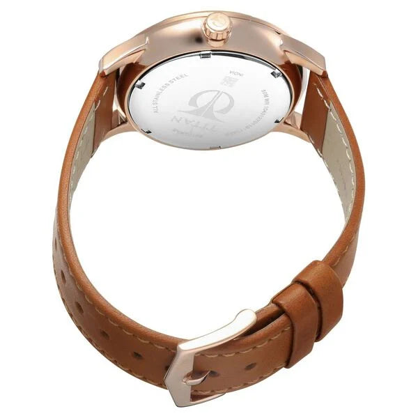 Titan Men's Multifunction Watch Analog Black Dial Brown Leather Strap, 90100WL02