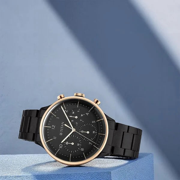 Titan Urban Magic Men's Watch Analog Black Dial Black Stainless Steel Band, 90102KM01