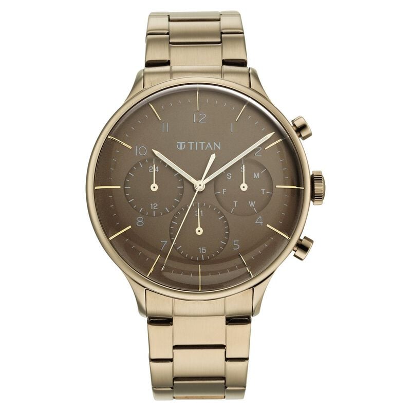 Titan Urban Magic Men's Watch Analog Brown Dial Brown Stainless Steel Band, 90102QM02