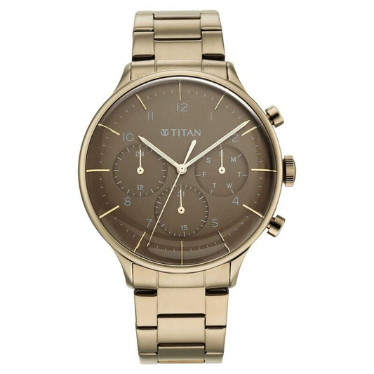 Titan, Men, Analog, Watch, Brown Dial, Stainless steel Strap, 90102QM02