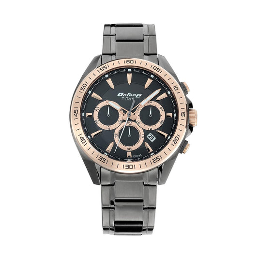 Titan, Men, Analog, Watch, Black Dial, Stainless steel Strap, 90103KM03