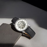Titan Men's Automatic Watch Analog Silver Dial with Black Leather Strap, 90110SL01