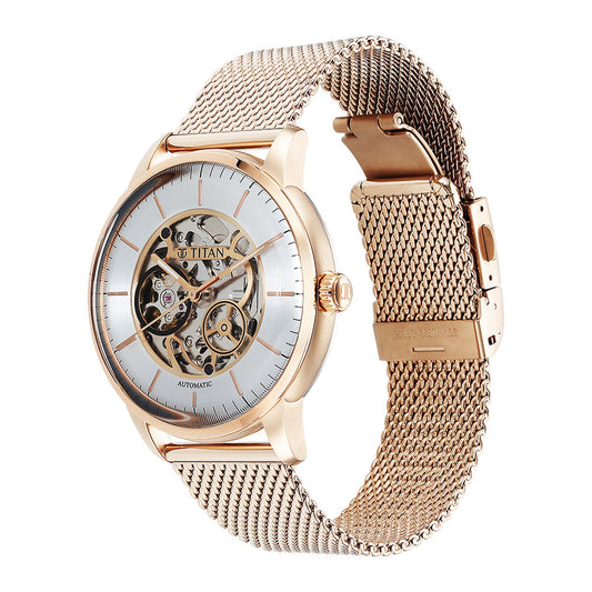 Titan, Men's, Analog Watch, Gold Dial, with Stainless Steel Band, TI-90110WM01