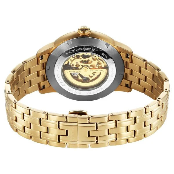 Titan Men's Automatic Watch Silver Dial With Gold Stainless Steel Strap , 90110YM01