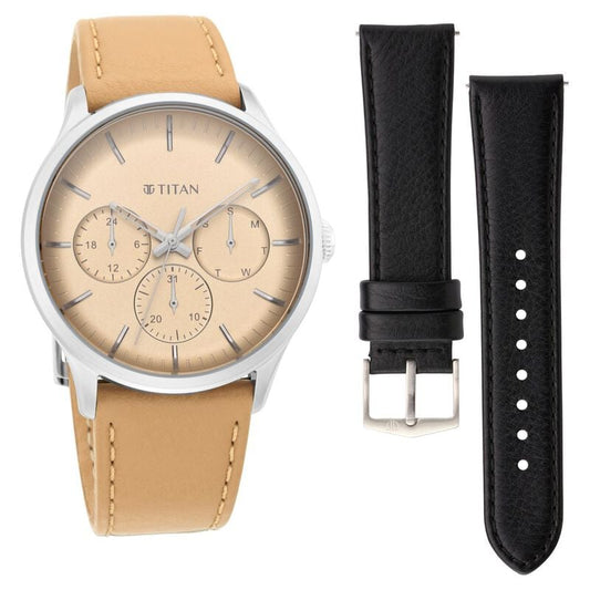 Titan, Men, Analog, Watch, Peach Dial, 90125SL04