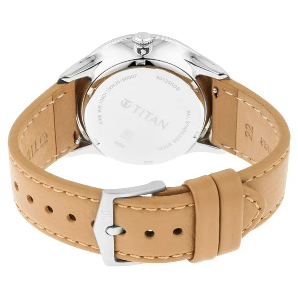 Titan Men's Multifunction Watch Analog Peach Dial Bicolor Strap, 90125SL04