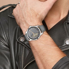 Titan Men's Automatic Watch Analog Grey Dial With Grey Leather Strap, 90126SL01