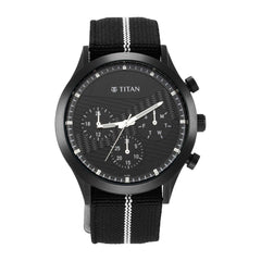 Titan Men's Watch Black Dial Multi Nylon Strap, 90129QP03