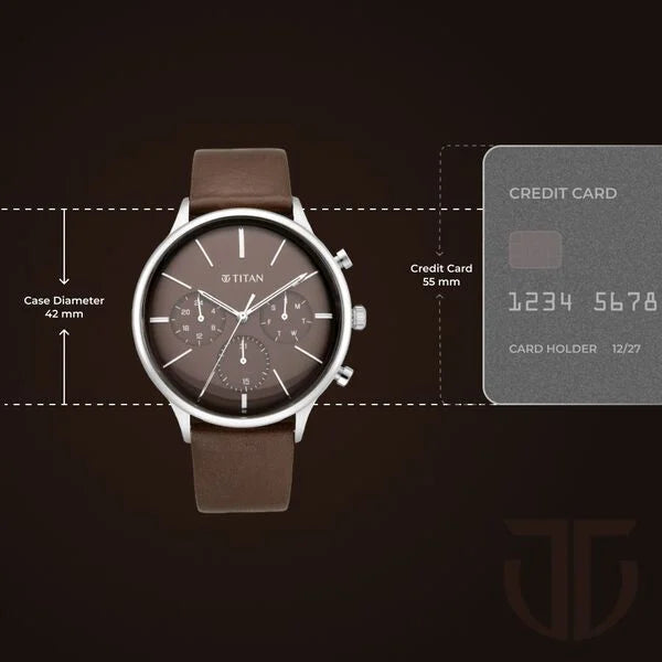 Titan Men's Multifunction Watch Analog Brown Dial Brown Leather, 90134SL02