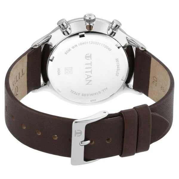 Titan Men's Multifunction Watch Analog Brown Dial Brown Leather, 90134SL02