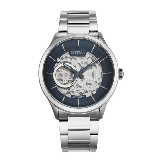 Titan, Men's, Analog Watch, Blue Dial, with Stainless Steel Band, TI-90140SM01