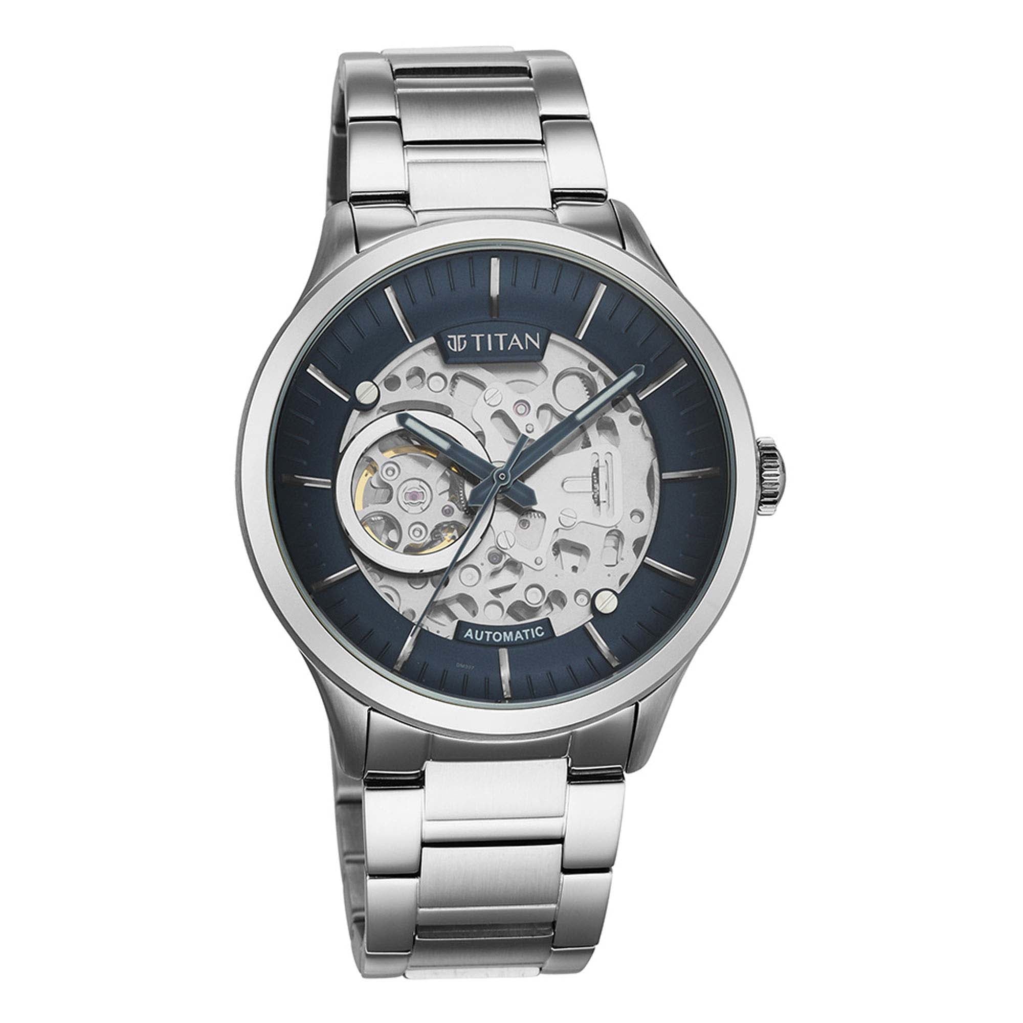 Titan, Men's, Analog Watch, Blue Dial, with Stainless Steel Band, TI-90140SM01